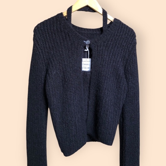 Pistola NWT Emilie Halter Cardigan Sweater Set Black Midnight Knit Alpaca Large - Picture 3 of 16